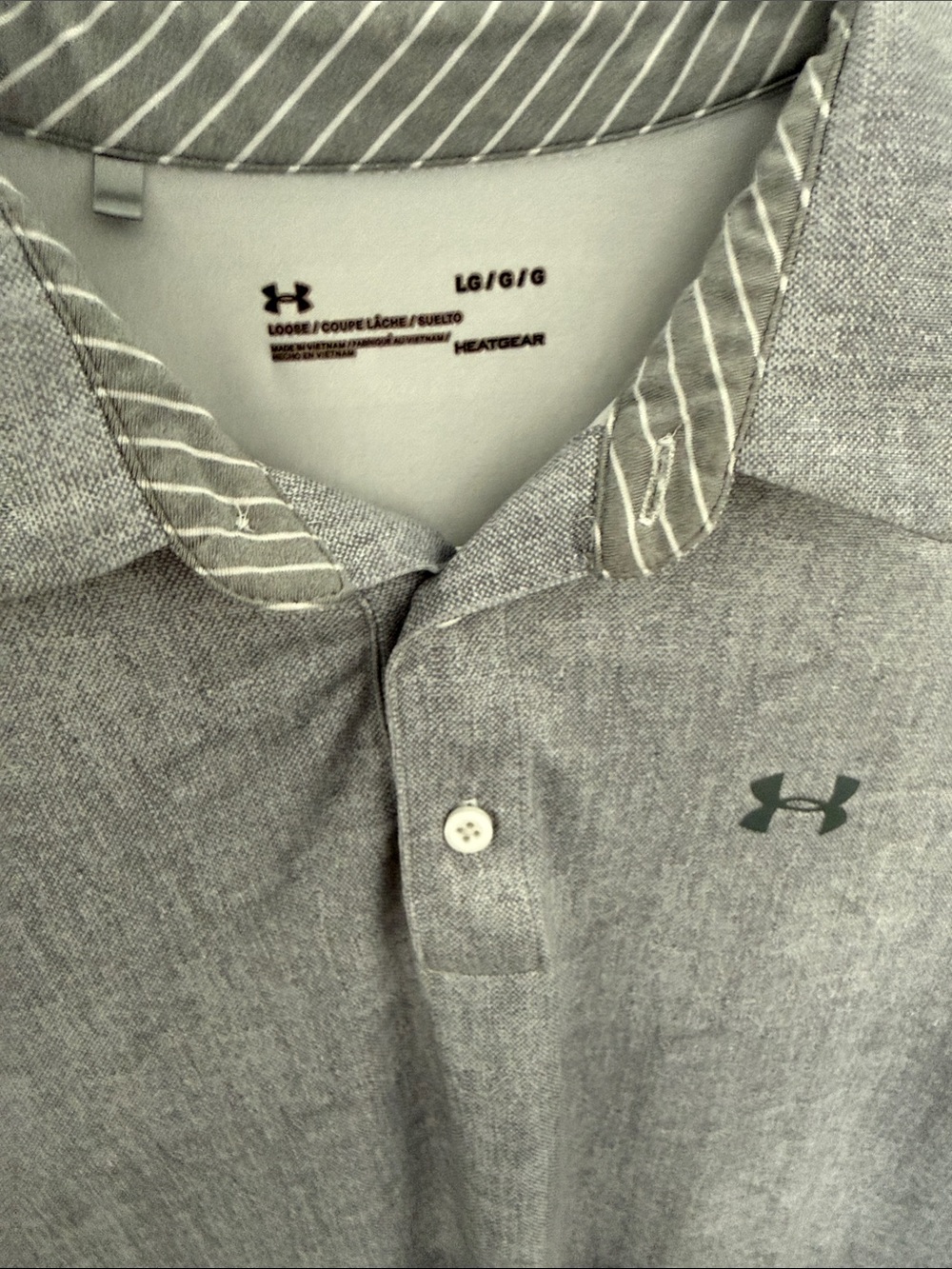 Under Armour Men's Gray Polo with Striped Collar